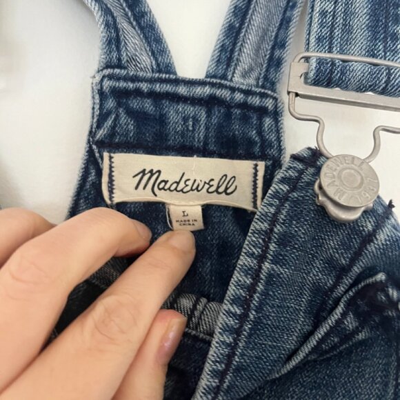 Madewell Adirondack Denim Short Overalls Shortall Large Light Blue Size L $118 - Picture 4 of 5